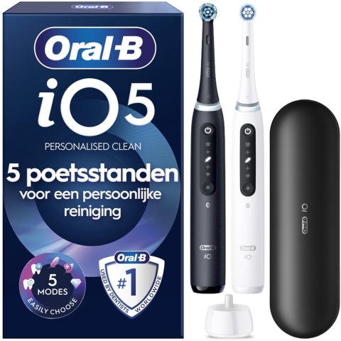 Oral-B Elektrische Tandenborstel iO 5 Duo Zwart & Wit 2 stuks