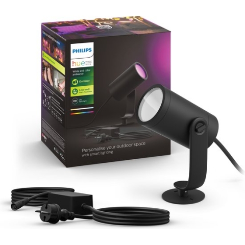 Philips Hue Lily tuinspot - wit en gekleurd licht - 1-spot - zwart - laagspanning - basis