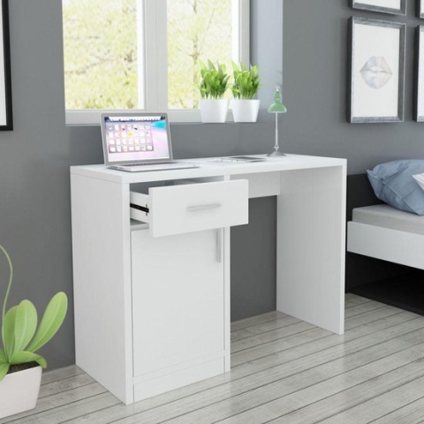vidaXL-Bureau-met-lade-en-kastje-100x40x73-cm-wit