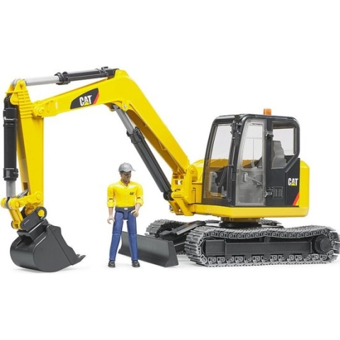 CAT mini graafmachine met werker van Bruder