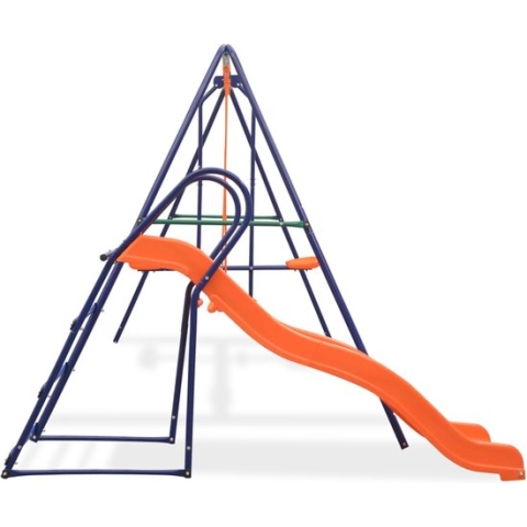 vidaXL-Schommelset-met-glijbaan-en-3-zitjes-oranje