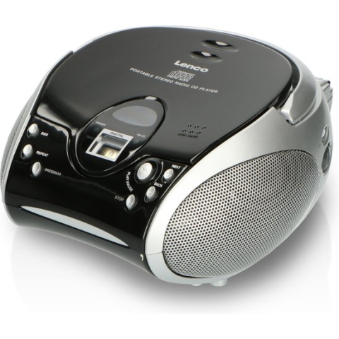 Lenco SCD-24 - Draagbare radio CD speler met AUX-uitgang - Zwart/zilver