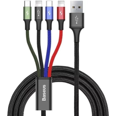 Baseus USB 4-in-1 Kabel Micro-USB / USB-C / 2x Lightning 1.2M Zwart