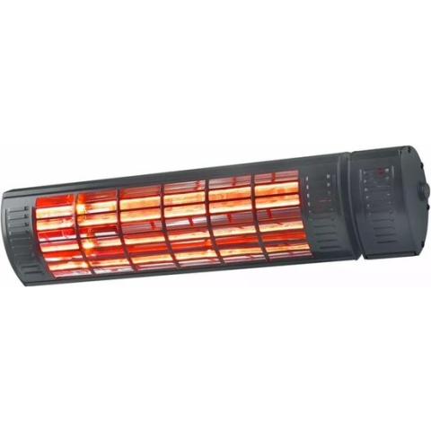 Eurom - Terrasverwarming - Golden 2000 Ultra RCD Zwart - 2000 Watt - Elektrisch - IP65 Spuitwaterdicht / Waterproof - 3 Standen - Hangend
