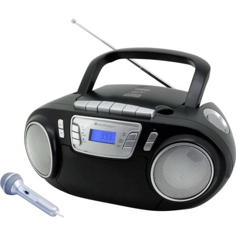 Soundmaster SCD5800SW - Boombox met FM-radio, cassettespeler, CD en externe microfoon, zwart