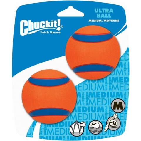 Chuckit! Ultra Ball - Hondenbal - Duurzaam Rubber - Drijvend - Maat M - 6 cm - Oranje - 2 stuks