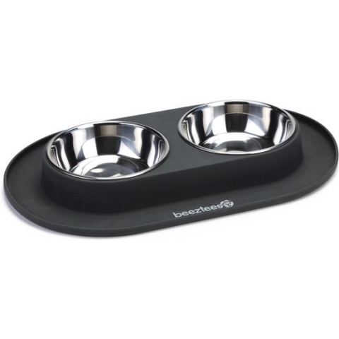 Beeztees - Dinerset Hond - Siliconen - Antraciet - 40x24x4,5 cm