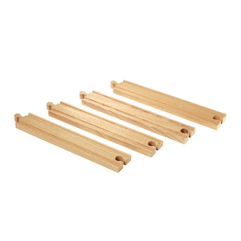 BRIO World Rechte rails - 4 Onderdelen - Lang - Hout 33341 - BRIO - OneSize - Treinrails