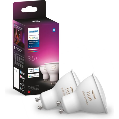 Philips Hue White en Color Ambiance GU10 4.3W - Slimme LED-spots - 16 miljoen kleuren (2-pack)