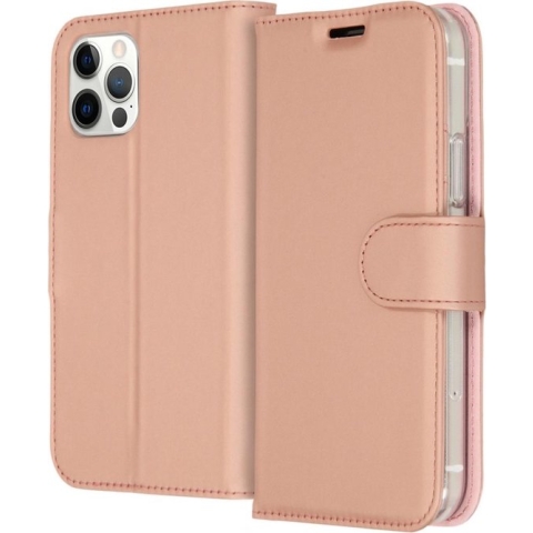 iPhone 12 Pro / 12 Hoesje Met Pasjeshouder - Accezz Wallet Softcase Bookcase - Roze