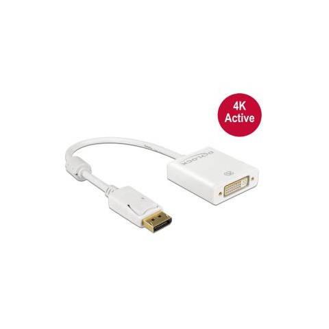 Delock 62600 Adapter DisplayPort 1.2 male > DVI female 4K Actief wit