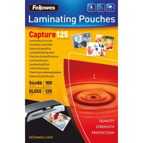 Fellowes lamineerhoezen - 54x86 mm - glanzend - 125 micron - 100 stuks