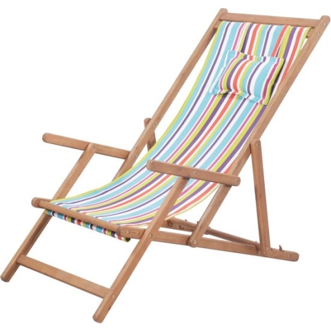 vidaXL-Strandstoel-inklapbaar-stof-en-houten-frame-meerkleurig