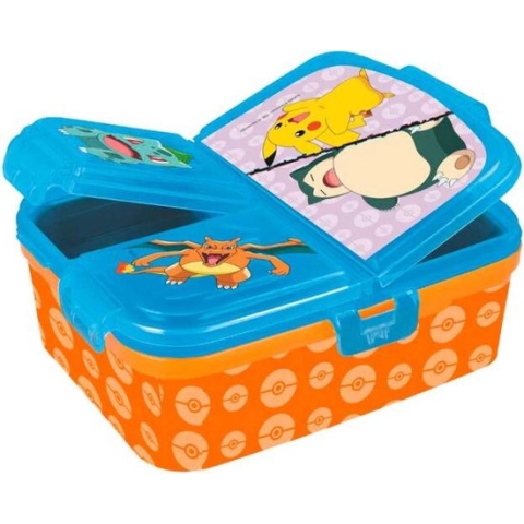 Pokemon Multi broodtrommel 3 vakjes - 18x13 cm - lunchbox - brooddoos