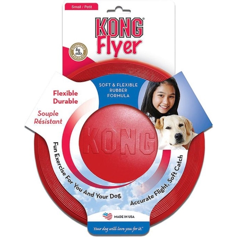 Kong Flyer S - Kauwspeelgoed - 254 mm x 176 mm x 18 mm - Rood