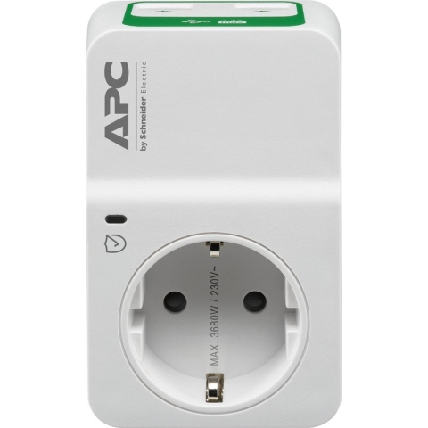 APC PM1WU2-GR Tussenstekker met overspanningsbeveiliging 3680W 1x stopcontact + 2x USB