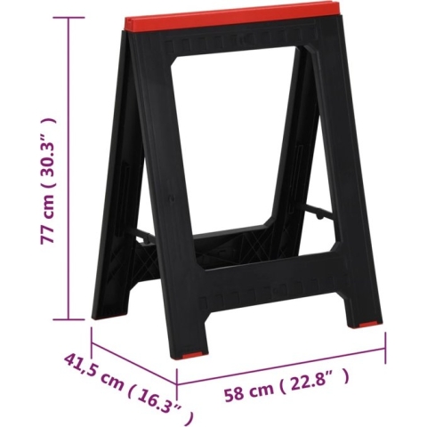 vidaXL-Schragen-2-st-inklapbaar-350-kg-polypropeen-zwart-en-rood
