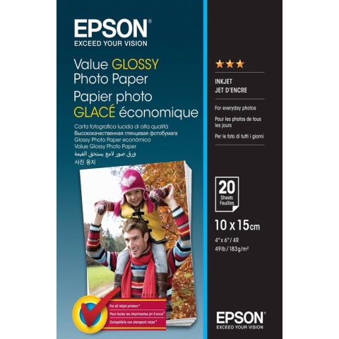 Epson Value Glossy Photo Paper - 10x15cm - 20 Vellen