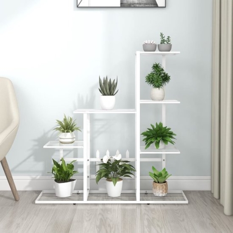 vidaXL-Bloemenstandaard-94,5x25x88-cm-metaal-wit