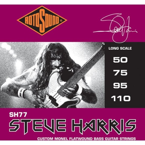 Rotosound bas snaren SH77, 50-110, Flat Steve Harris, Monel Flatwound - Snarenset voor 4-string basgitaar
