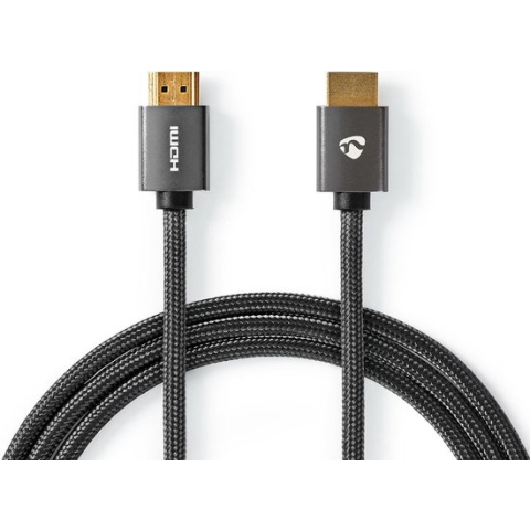 High Speed ​​HDMI-Kabel met Ethernet - HDMI Connector - HDMI Connector - 4K@60Hz - ARC - 18 Gbps - 2.00 m - Rond - Katoen - Grijs / Gun Metal Grijs - Cover Window Box