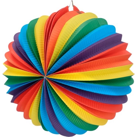 Boland - Papieren ballonlampion Rainbow Multi - Verjaardag, Kinderfeestje, Sint Maarten