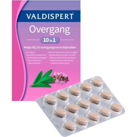 Valdispert Overgang 10 in 1 - Salie helpt bij opvliegers*, nachtelijk transpireren* en stemmingswisselingen* - Maca draagt bij aan gewichtsverlies* - 60 tabletten