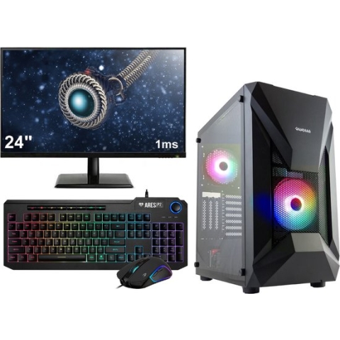 Complete 144Hz Gaming PC Setup - 24" Curved Gaming Monitor, -Toetsenbord en -Muis - Ryzen 5 3600 - GTX 1650 - 16GB - 240GB SSD - 1TB HDD - WIFI - Athena E1 Elite