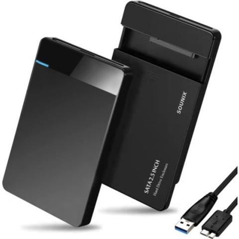Sounix USB 3.0 Harde Schijf Behuizing 2,5 inch - Externe Harde schijf behuizing voor 2'5" SATA HDD/SSD - 5Gbps - USB 3.0 - SATA - HDD/SSD - Zwart