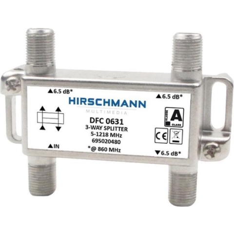 Hirschmann - Hirschmann 695020480 Catv Splitter 5.8 Db / 5-1218 Mhz - 3 Uitgangen - 30 Dagen Niet Goed Geld Terug