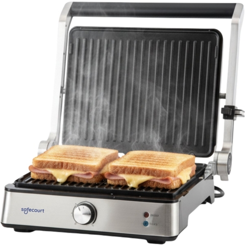 Safecourt Kitchen Contactgrill compact CG200 - Tosti apparaat - Grill apparaat - Uitneembare platen