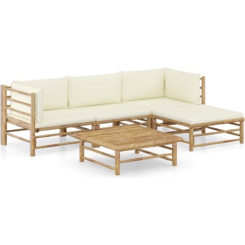 vidaXL-5-delige-Loungeset-met-crèmewitte-kussens-bamboe