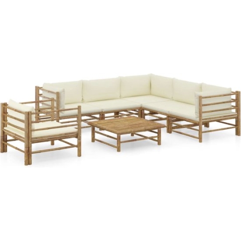 vidaXL-7-delige-Loungeset-met-crèmewitte-kussens-bamboe