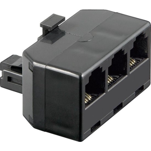 RJ11 (m) - 3x RJ11 (v) telefoon splitter / zwart