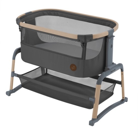 Maxi-Cosi Iora Air Co-sleeper - Beyond Graphite - 100% gerecyclede stoffen - Schommelfunctie - Ademende stoffen - Dik matras