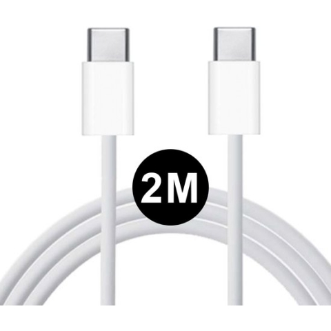 USB-C oplaadkabel - 2 Meter - Snellader - USB C naar USB C - Oplader Kabel - Wit