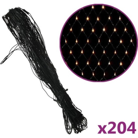 vidaXL Kerstnetverlichting 204 LED's binnen en buiten 3x2 m warmwit