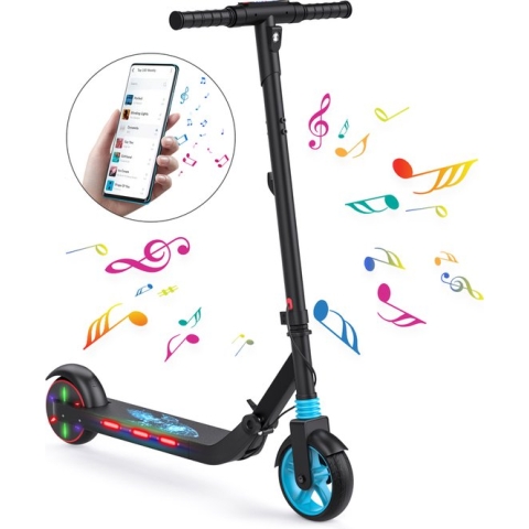 Stay-on KES 1 Zwart - Elektrische kinderstep - 15km/h - Max. 15 km - Bluetooth Speaker - LED Color Lights - NL handleiding