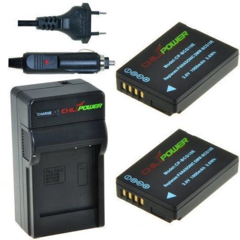 2 x DMW-BCG10 accu's voor Panasonic - inclusief oplader en autolader - Origineel ChiliPower
