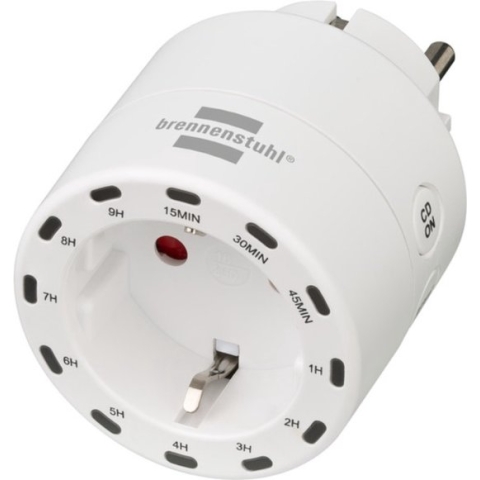 Brennenstuhl Digitale Tijdschakelaar / Tijdklok met randaarde met geÃ¯ntegreerd LED-display (Timer stopcontact voor binnen, Schakelklok met randaarde met timer en hogere contactberscherming) wit