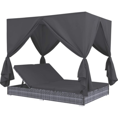 vidaXL-Loungebed-met-gordijnen-poly-rattan-grijs
