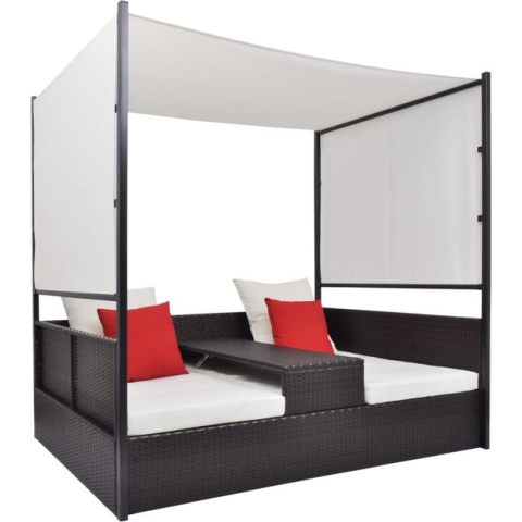 vidaXL-Tuinbed-met-luifel-190x130-cm-poly-rattan-bruin