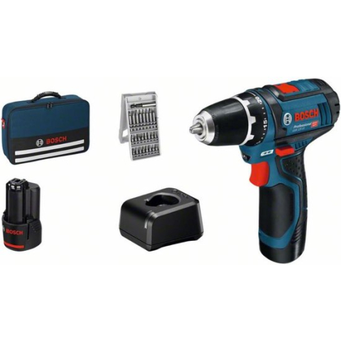 Bosch - GSR 12V-15 - Cordless Drill Driver - Complete Set