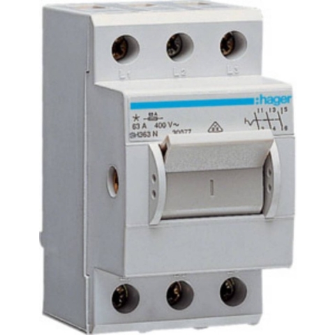 Hager SH363N Hoofdschakelaar Grijs 3-polig 63 A 230 V/AC, 400 V/AC