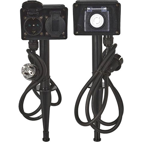 FX Control Tuinstekkerdoos met Timer Zwart