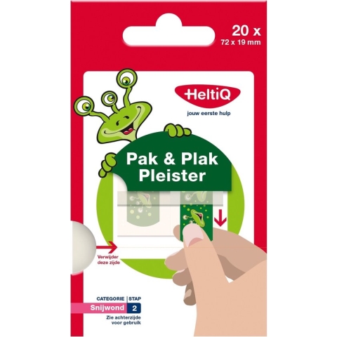 HeltiQ - Pak & Plak pleisters Groen - 20 stuks - Ophang systeem