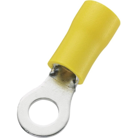 TRU COMPONENTS 746621 Ringkabelschoen Dwarsdoorsnede (max.): 6 mm² Gat diameter: 5.3 mm Deels geïsoleerd Geel 50 stuk(s