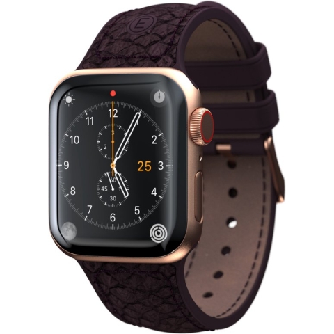 Njord byELEMENTS Apple Watch Ultra bandje - 44/45mm - Hoogwaardig Smartwatchbandje van Zalmleer - Comfortabel Design - Duurzaam materiaal - Paars
