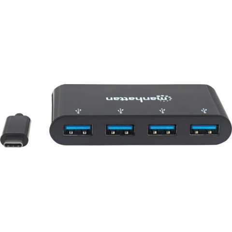 Manhattan 162746 USB 3.2 Gen 1-hub 4 poorten Met USB-C stekker Zwart