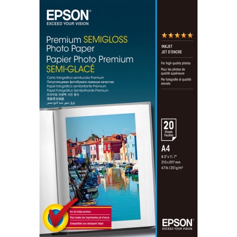 Epson Premium Semigloss Photo Paper - Semi-glans - A4 (210 x 297 mm) 20 vel